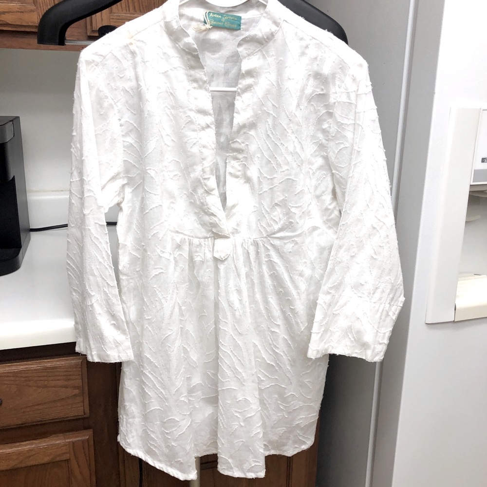 ANTICA SARTORIA by Giacomo Cinque - White Textured Tunic Top - Size M
